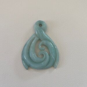 Seafoam Green Carved Stone Pendant Necklace